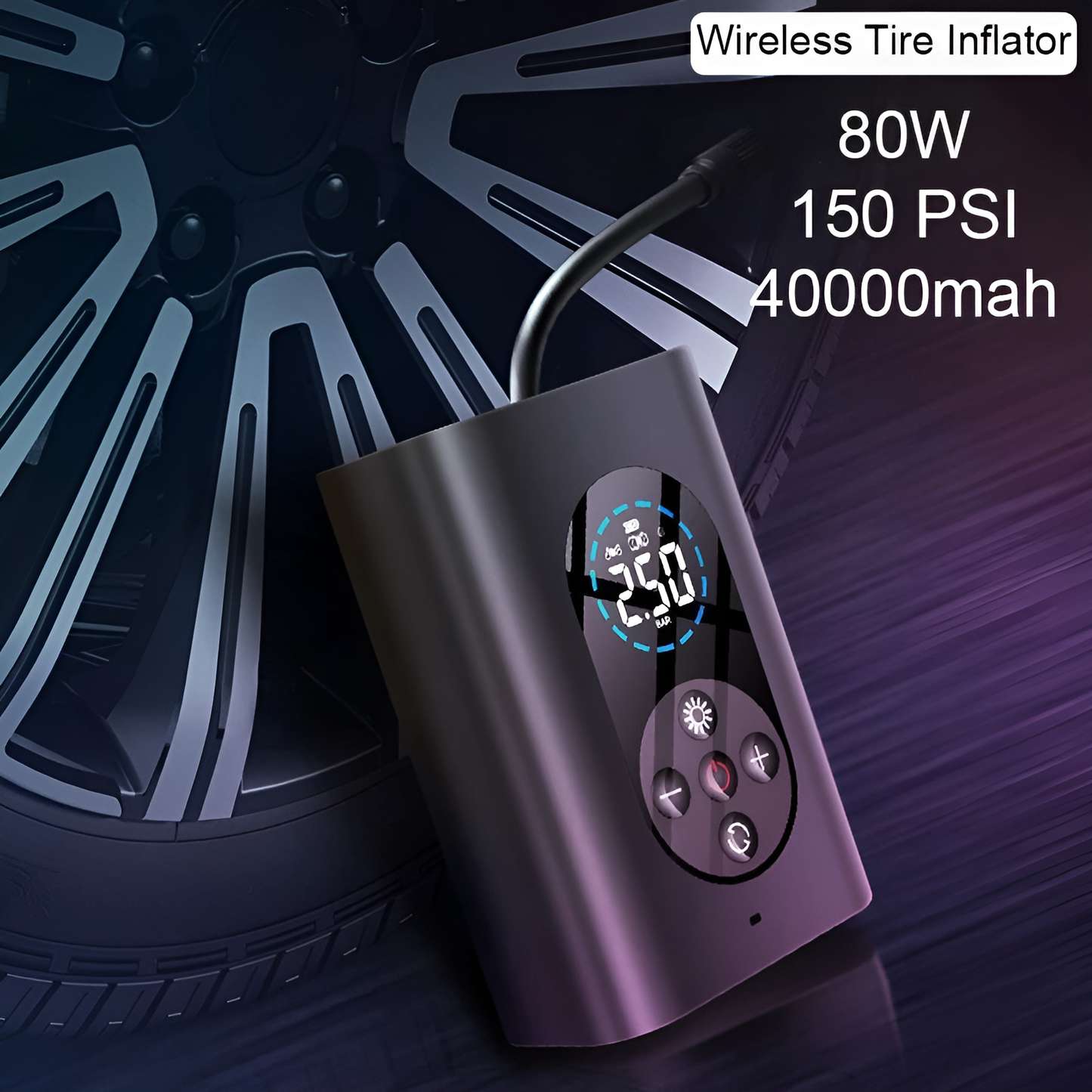 Cordless Tyre Inflator M8 – 150PSI Portable Air Compressor with 4000mAh Battery
