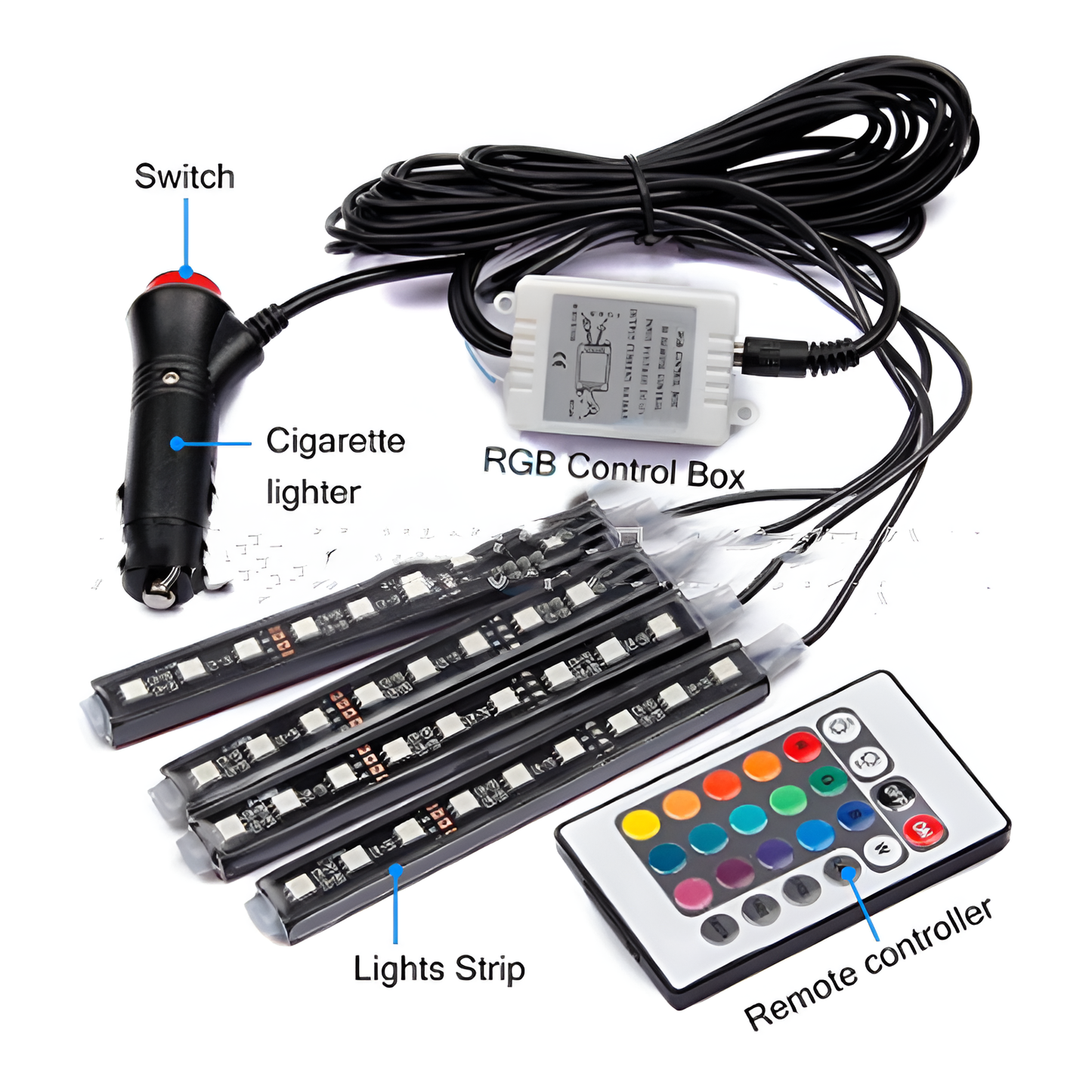 Voice-Activated RGB Car Ambient Light Kit