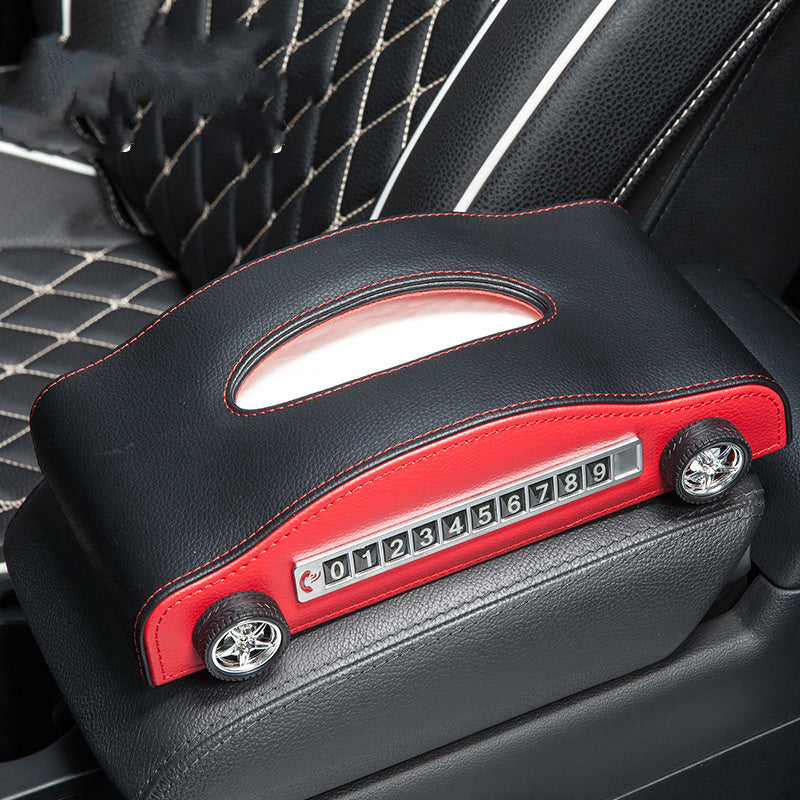 Leather Car Tissue Box – Sports Car Design with Optional Stop Sign