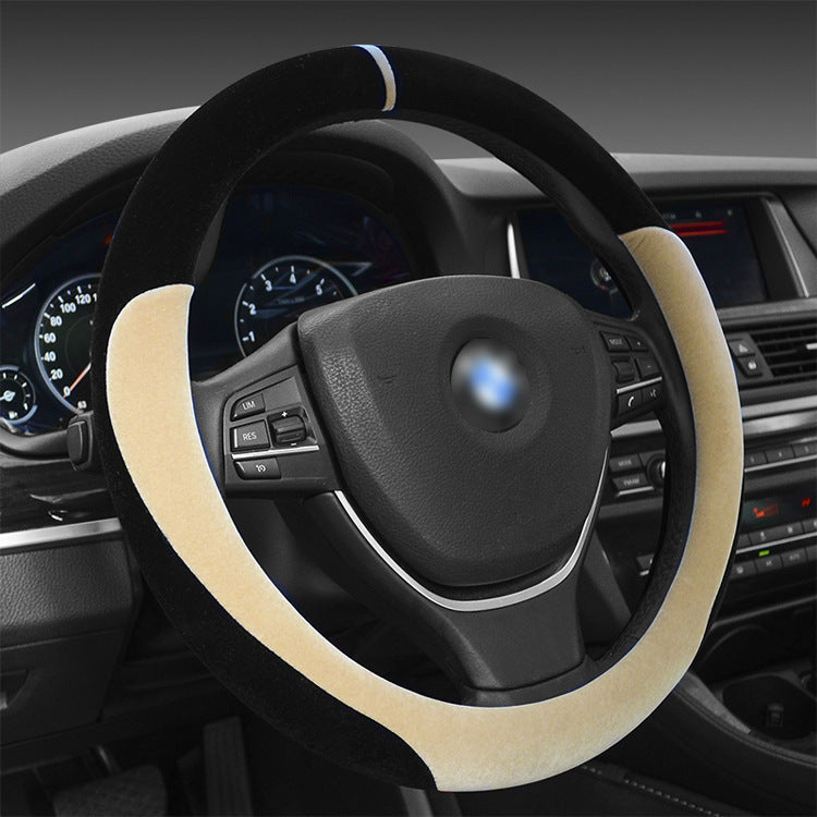 Winter Short Plush Steering Wheel Cover (38cm, Multiple Colors)