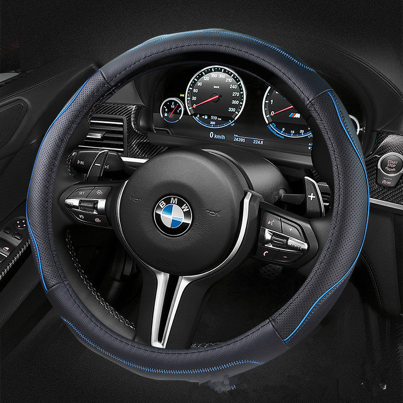 Sports Leather Steering Wheel Cover (37–38cm)
