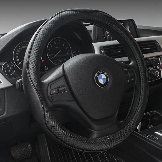 High-Grade Leather Steering Wheel Cover (38cm)