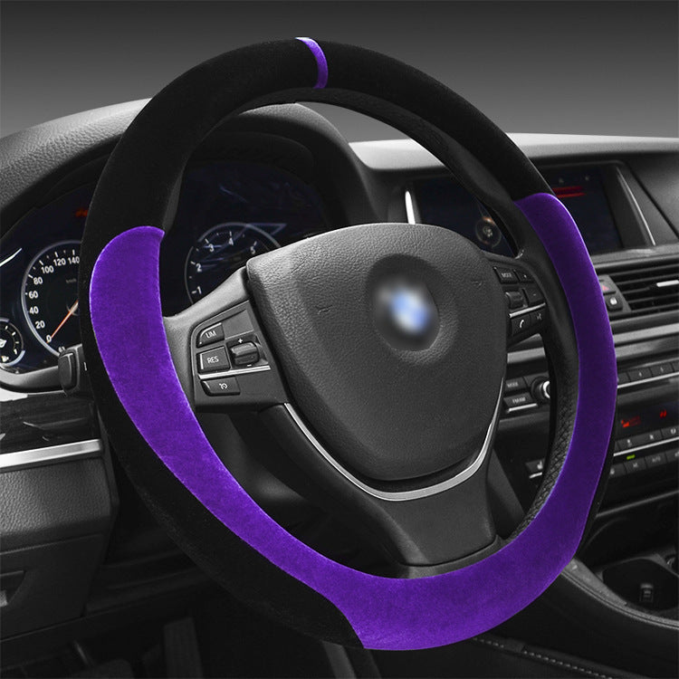 Winter Short Plush Steering Wheel Cover (38cm, Multiple Colors)