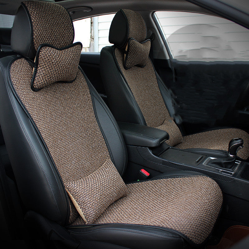 Four Seasons Car Cushion Set – Flax Comfort with Neck & Waist Support