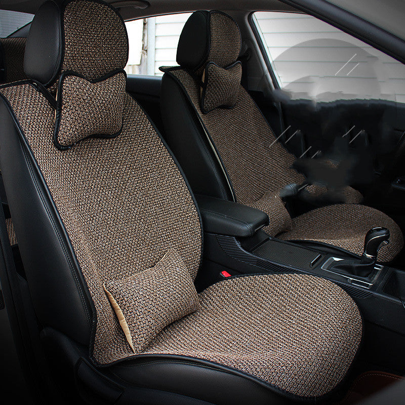 Four Seasons Car Cushion Set – Flax Comfort with Neck & Waist Support