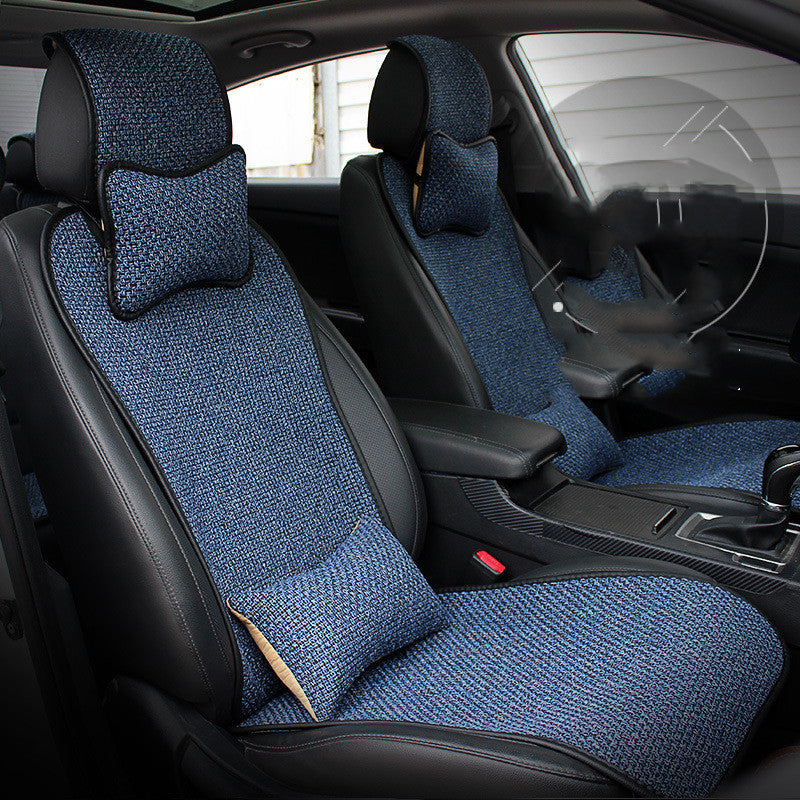 Four Seasons Car Cushion Set – Flax Comfort with Neck & Waist Support