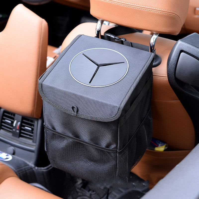 Foldable Storage Box Car Trash Can with Lid – Oxford Cloth, Hook Type