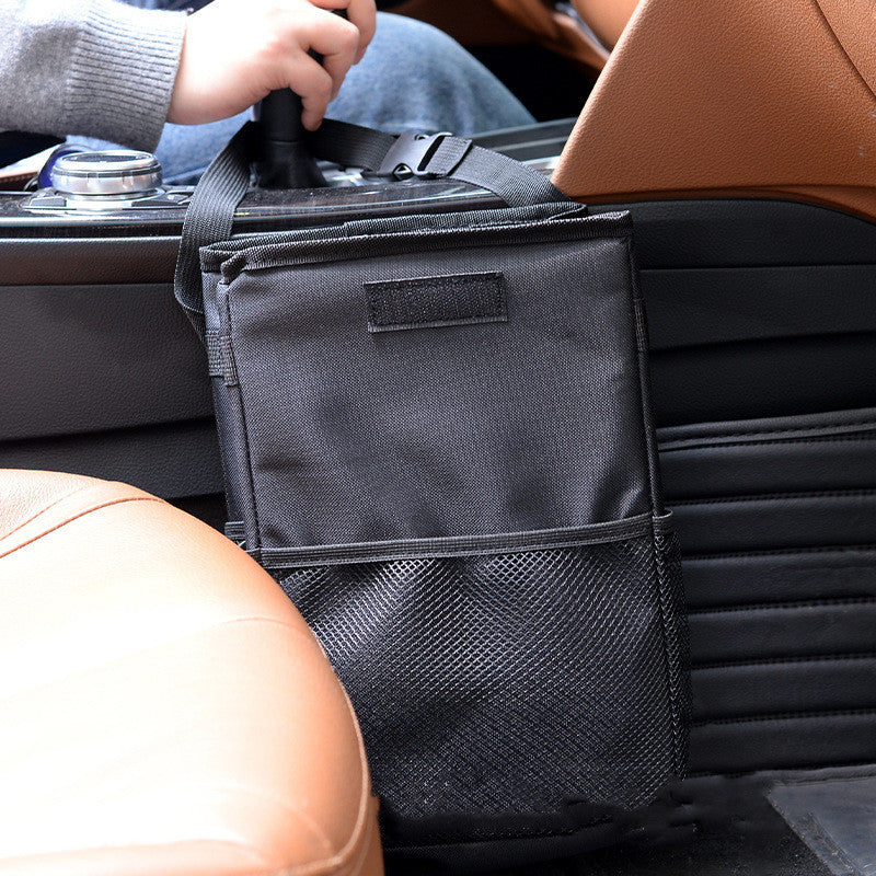 Foldable Storage Box Car Trash Can with Lid – Oxford Cloth, Hook Type