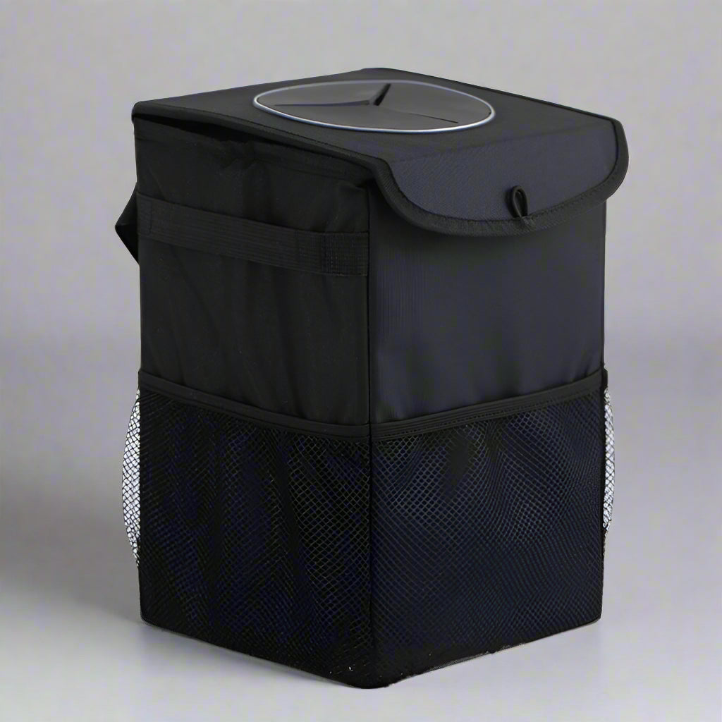 Foldable Storage Box Car Trash Can with Lid – Oxford Cloth, Hook Type