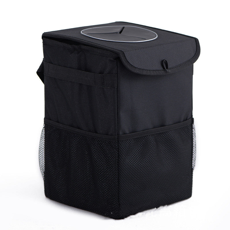 Foldable Storage Box Car Trash Can with Lid – Oxford Cloth, Hook Type
