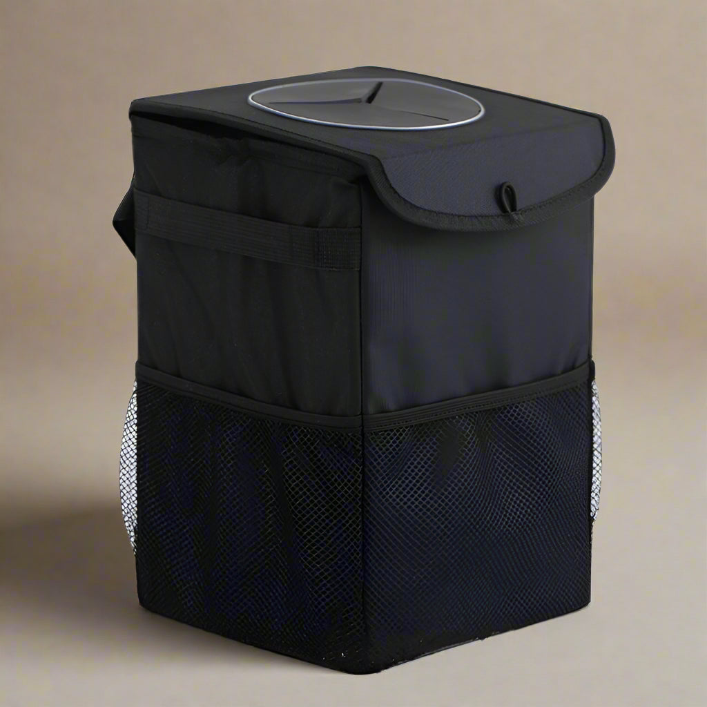 Foldable Storage Box Car Trash Can with Lid – Oxford Cloth, Hook Type