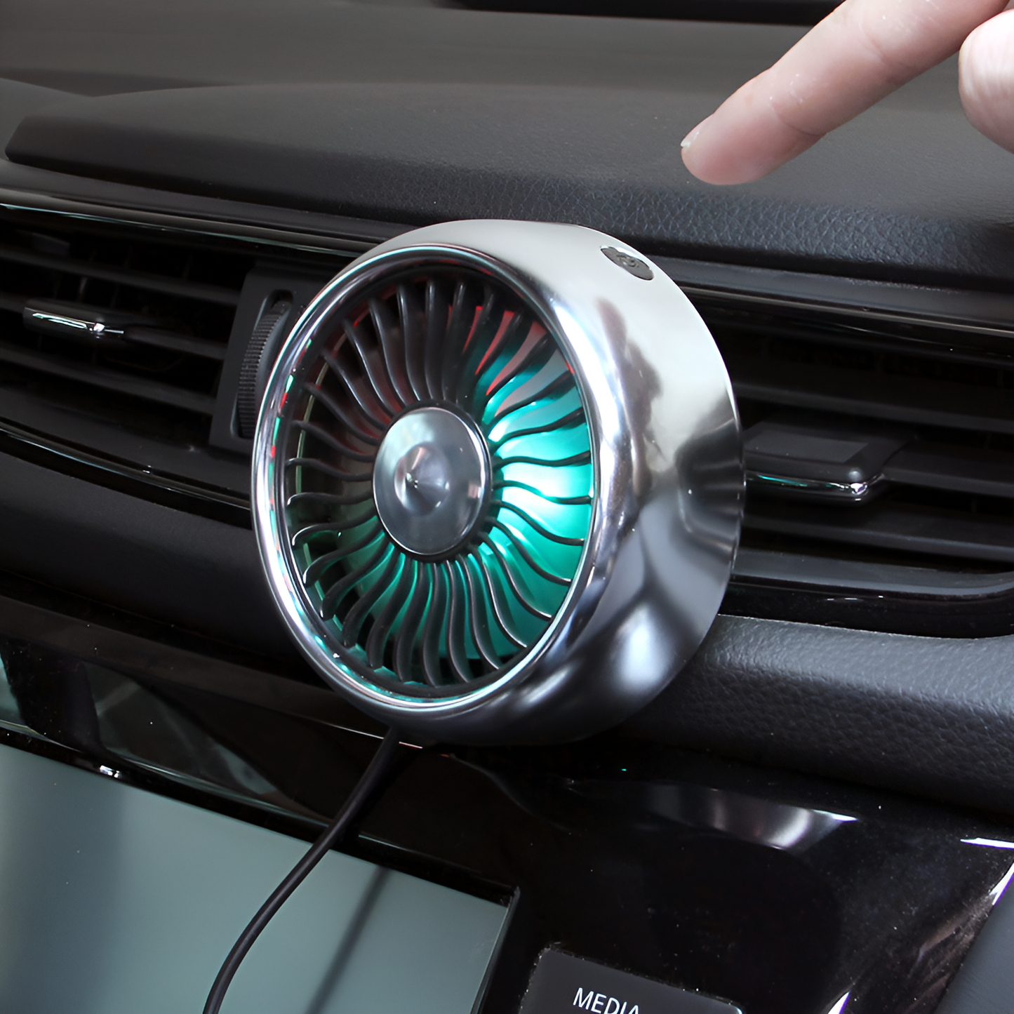 Car Air Vent LED Fan – Adjustable Speed with Lighting Effect
