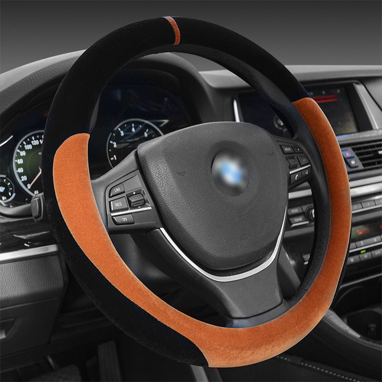 Winter Short Plush Steering Wheel Cover (38cm, Multiple Colors)