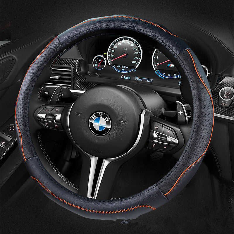 Sports Leather Steering Wheel Cover (37–38cm)