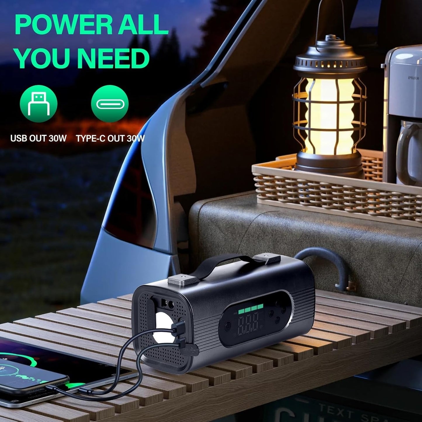 All-in-One 8-in-1 Portable Jump Starter and Emergency Power Kit