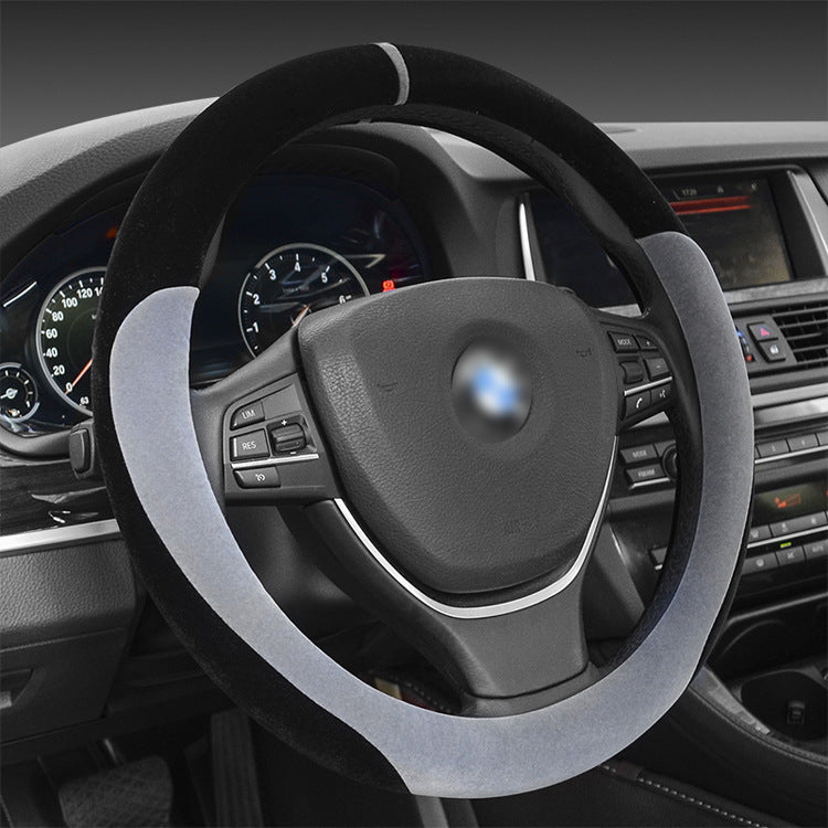 Winter Short Plush Steering Wheel Cover (38cm, Multiple Colors)