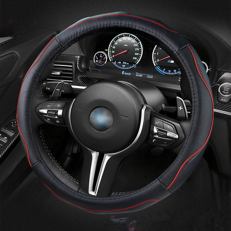 Sports Leather Steering Wheel Cover (37–38cm)