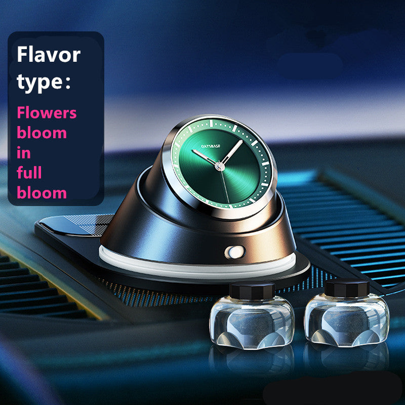 Solar-Powered Clock Car Aroma Diffuser