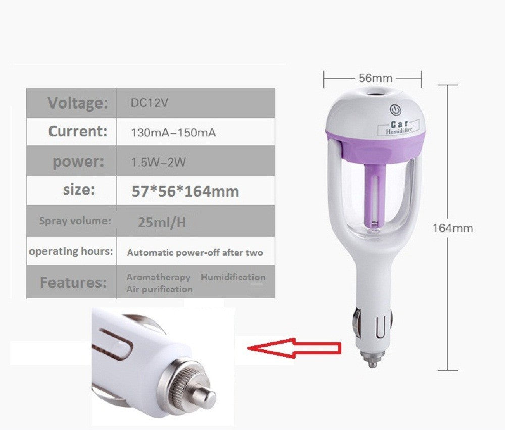 Mini 12V Car Steam Humidifier – Air Purifier & Aroma Diffuser