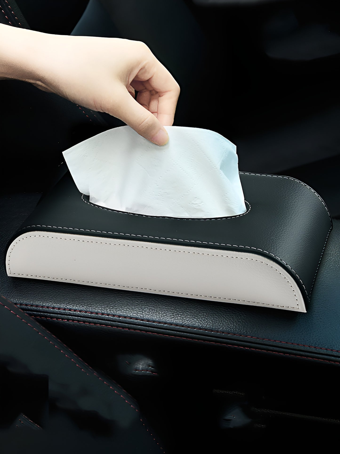 Car Tissue Box – Leather Hanging & Seat-Mounted Design