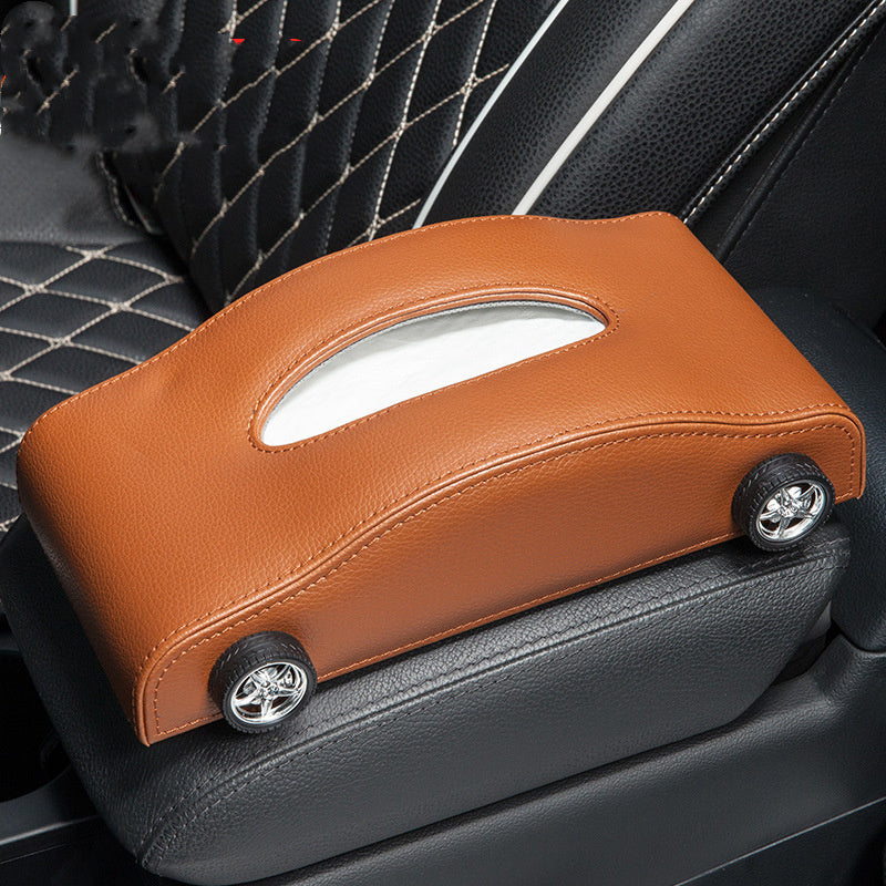 Leather Car Tissue Box – Sports Car Design with Optional Stop Sign