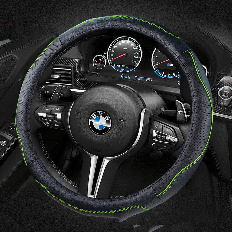 Sports Leather Steering Wheel Cover (37–38cm)