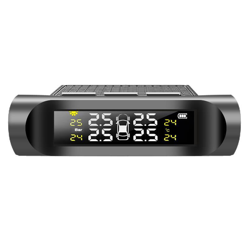 Car tire pressure monitor with digital display on a white background