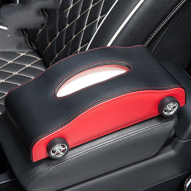 Leather Car Tissue Box – Sports Car Design with Optional Stop Sign