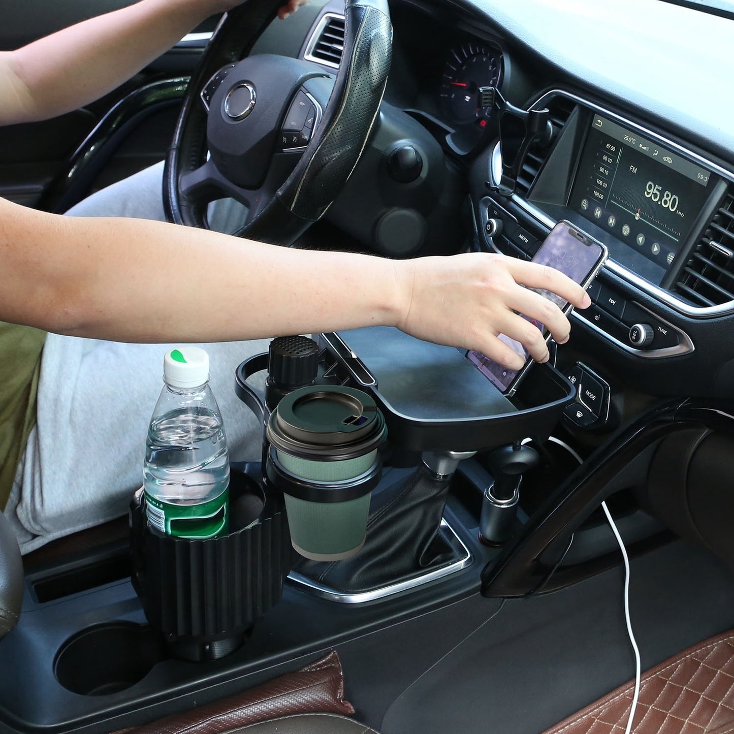 4-in-1 Rotatable Car Cup Holder with Tray & Phone Mount