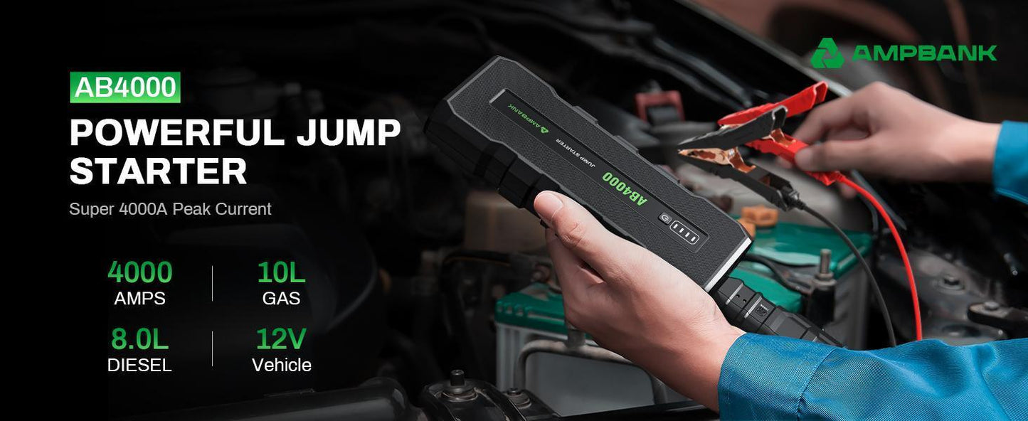 4000A Portable Car Battery Jump Starter (8-in-1)