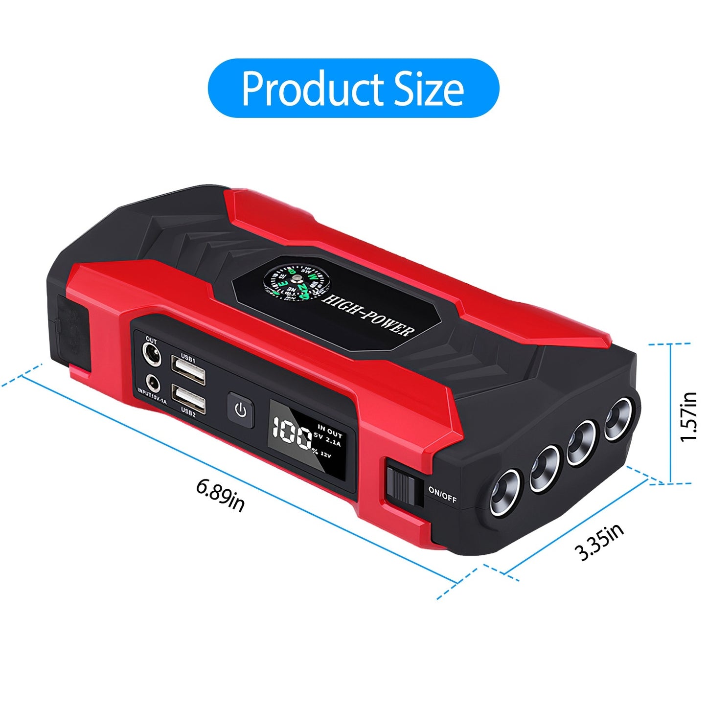 Car Jump Starter Booster – 800A Peak 28000mAh | 12V Battery Charger