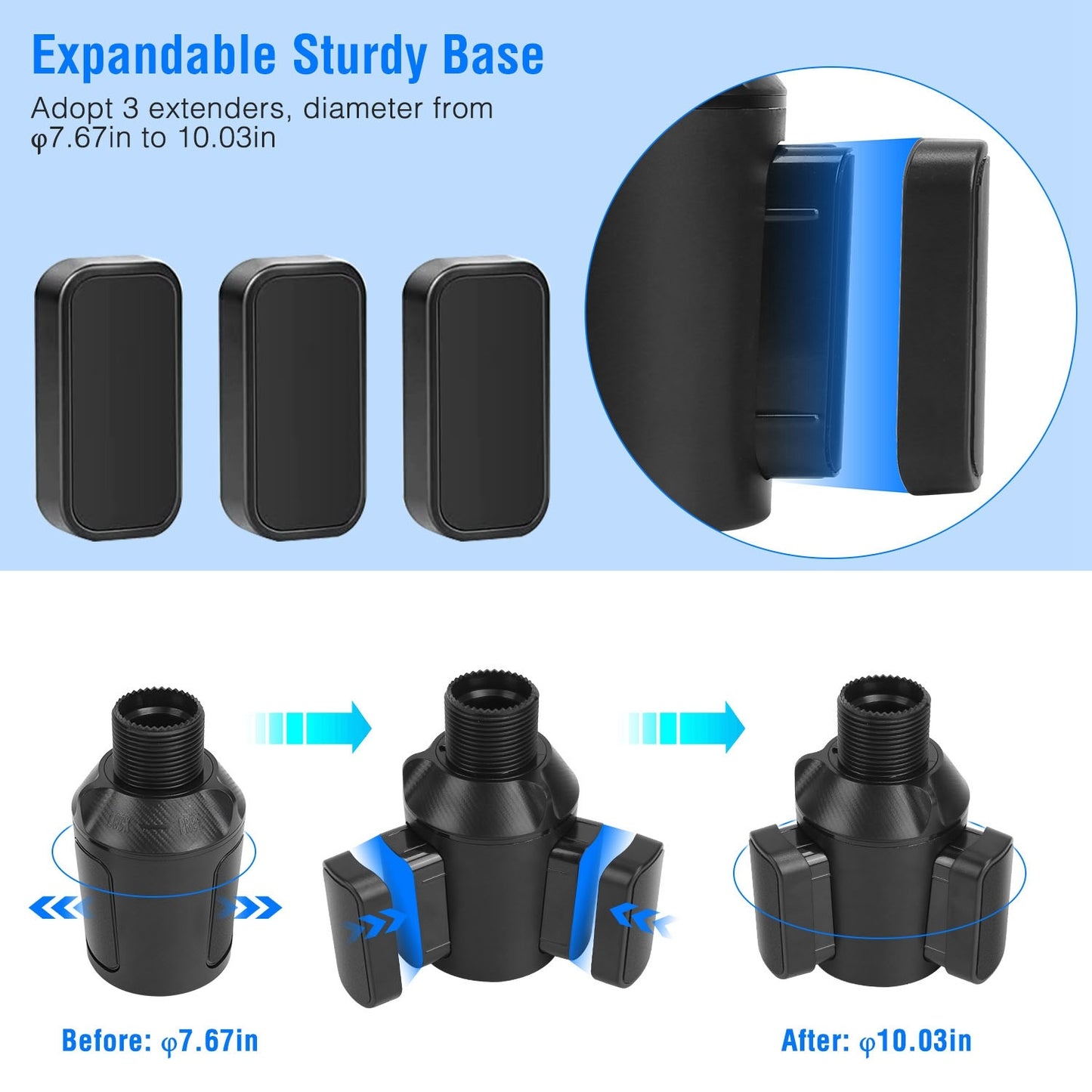 4-in-1 Rotatable Car Cup Holder with Tray & Phone Mount