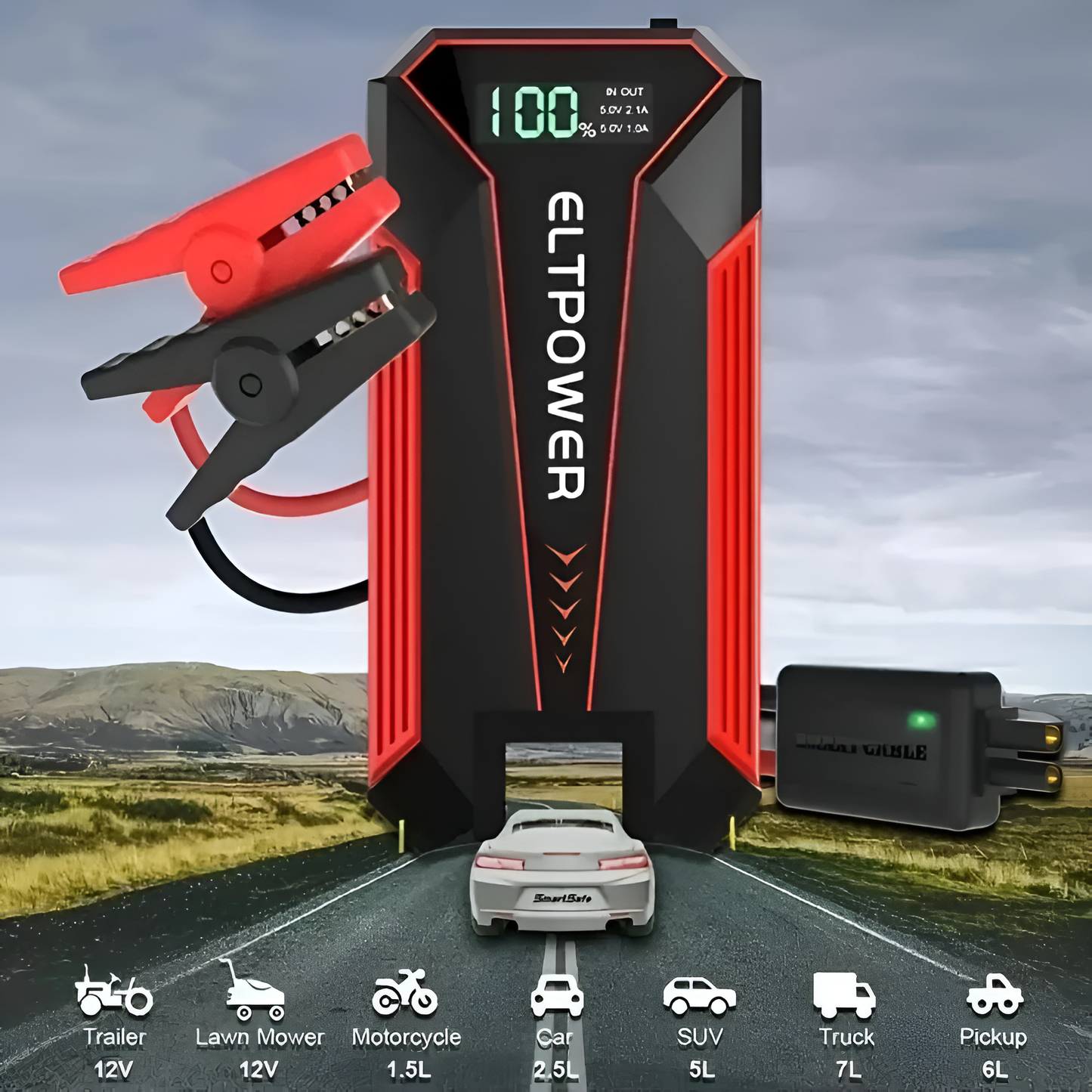 2000A Peak 12V Lithium Car Jump Starter – 20000mAh Power Bank