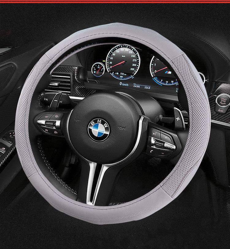 Sports Leather Steering Wheel Cover (37–38cm)