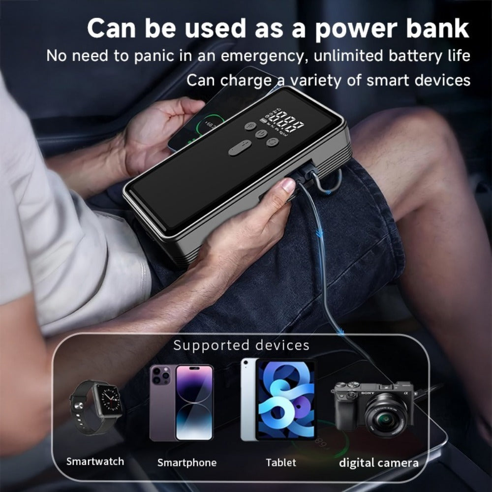 2000A Peak Car Jump Starter with Digital Tire Inflator