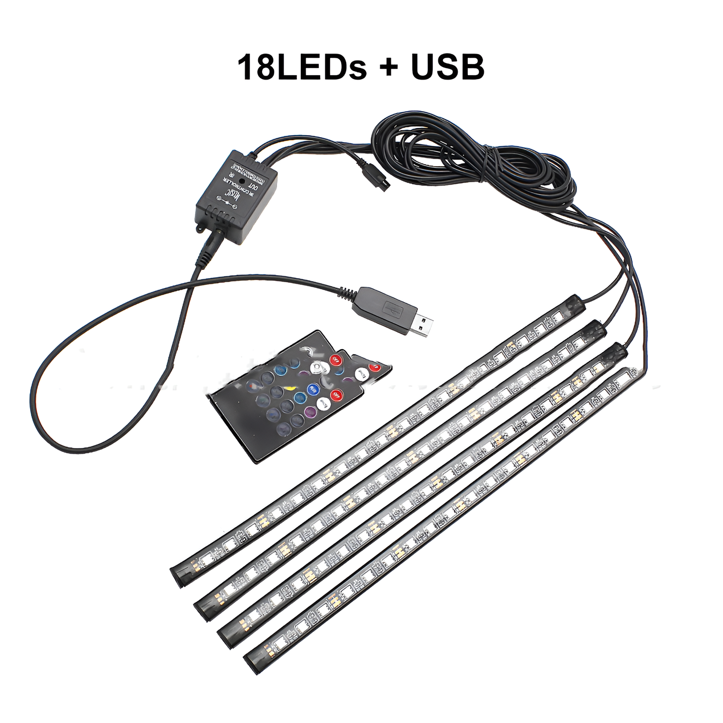 Voice-Activated RGB Car Ambient Light Kit