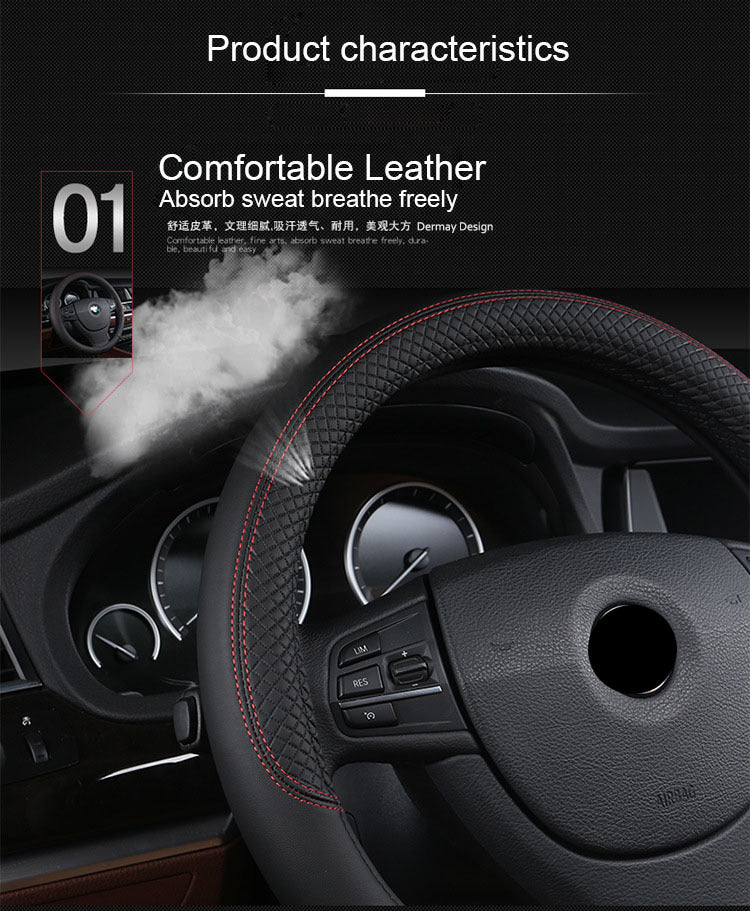 Universal Microfiber Leather Steering Wheel Cover (38cm)