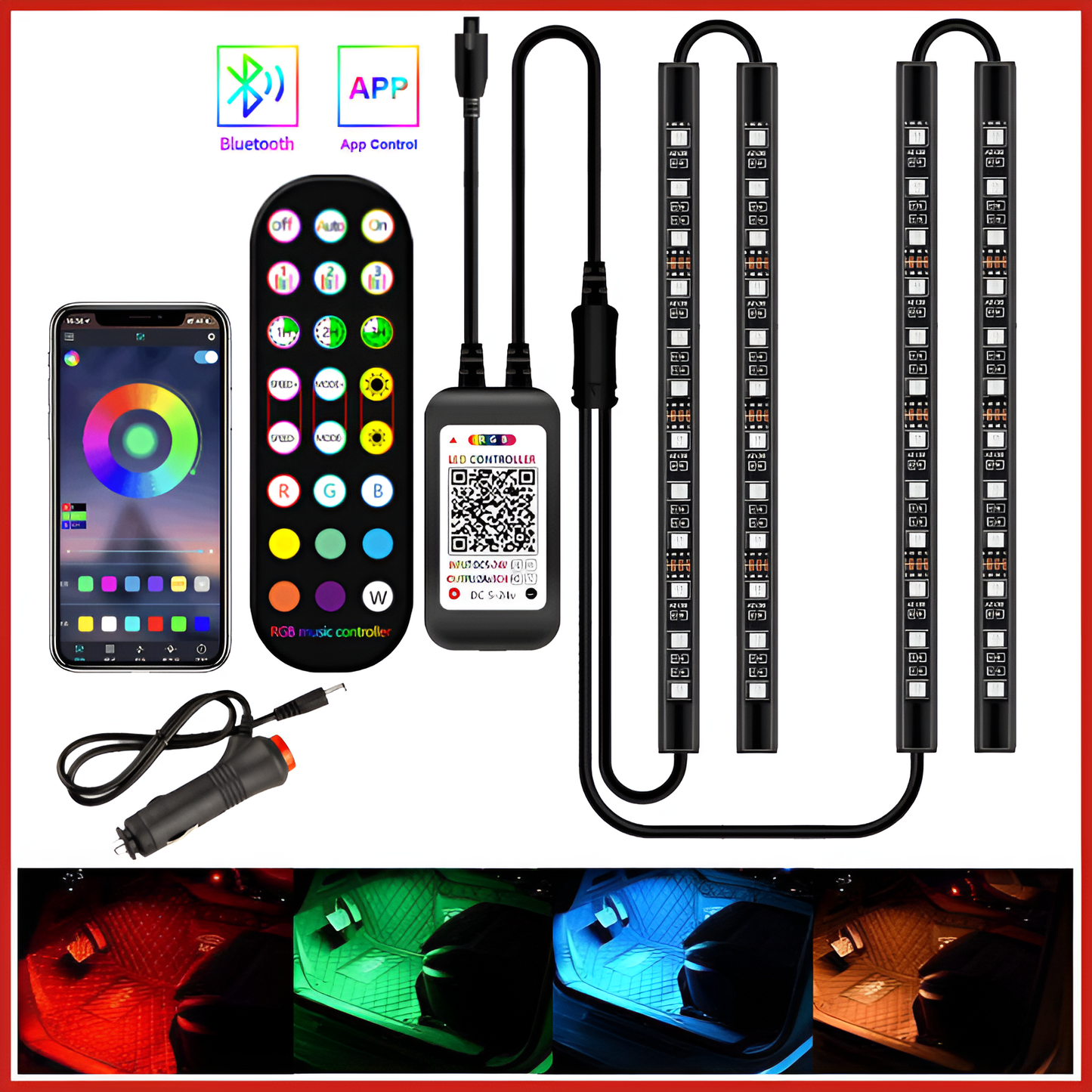 RGB Ambient LED Car Interior Light Kit