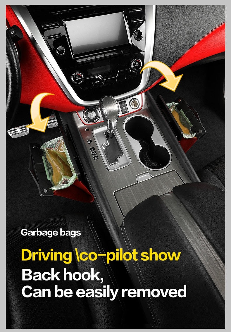 LED Leather Car Trash Can & Organizer – Hanging Vehicle Storage Bin