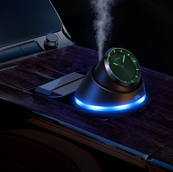 Solar-Powered Clock Car Aroma Diffuser