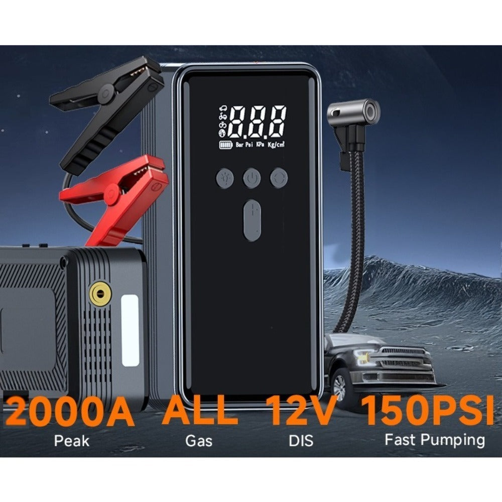 2000A Peak Car Jump Starter with Digital Tire Inflator