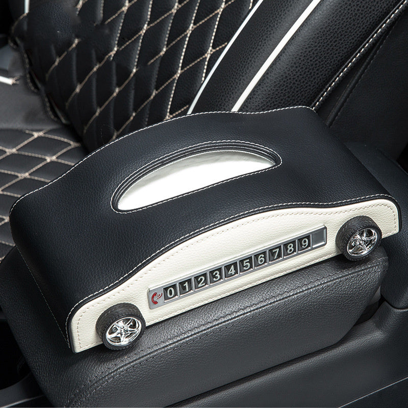 Leather Car Tissue Box – Sports Car Design with Optional Stop Sign