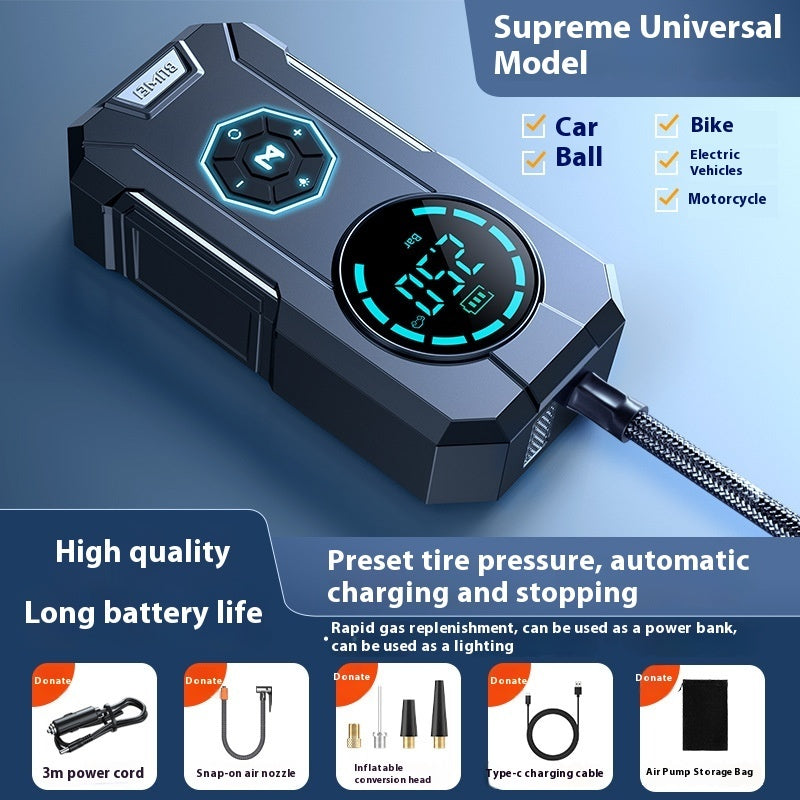 YS01 Series 12V Portable Tire Inflator with Light & USB (22mm Cylinder)
