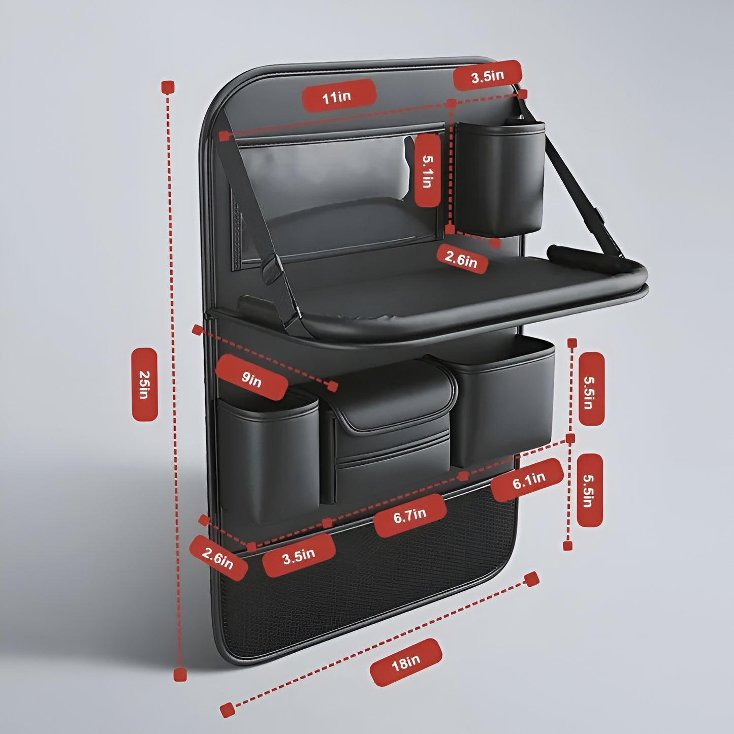 Car Seat Storage Bag with Foldable Table Tray