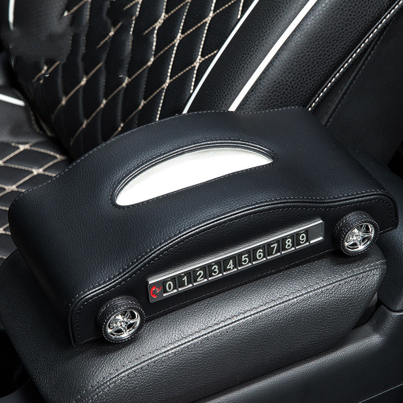 Leather Car Tissue Box – Sports Car Design with Optional Stop Sign