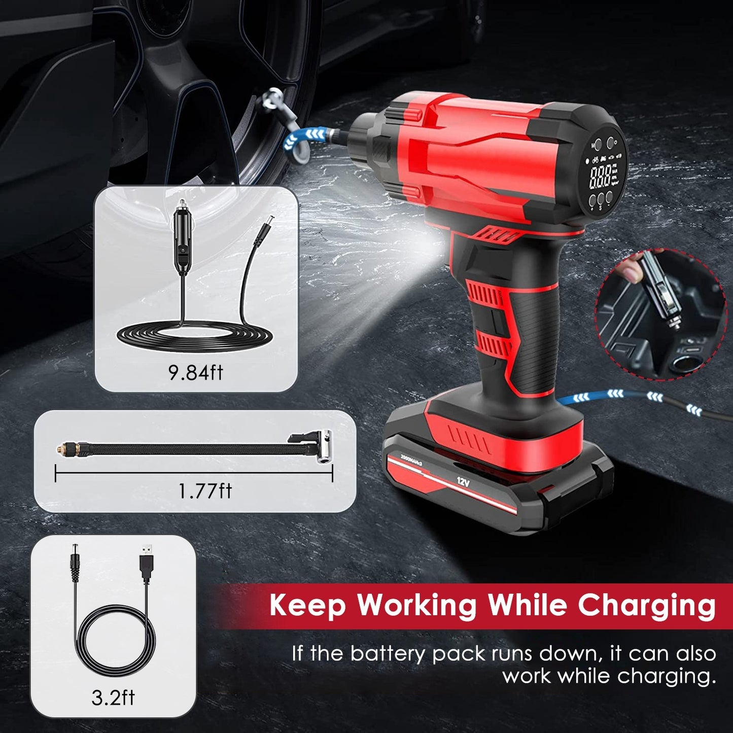 Compact Cordless Tire Inflator – 150PSI Rechargeable Air Pump