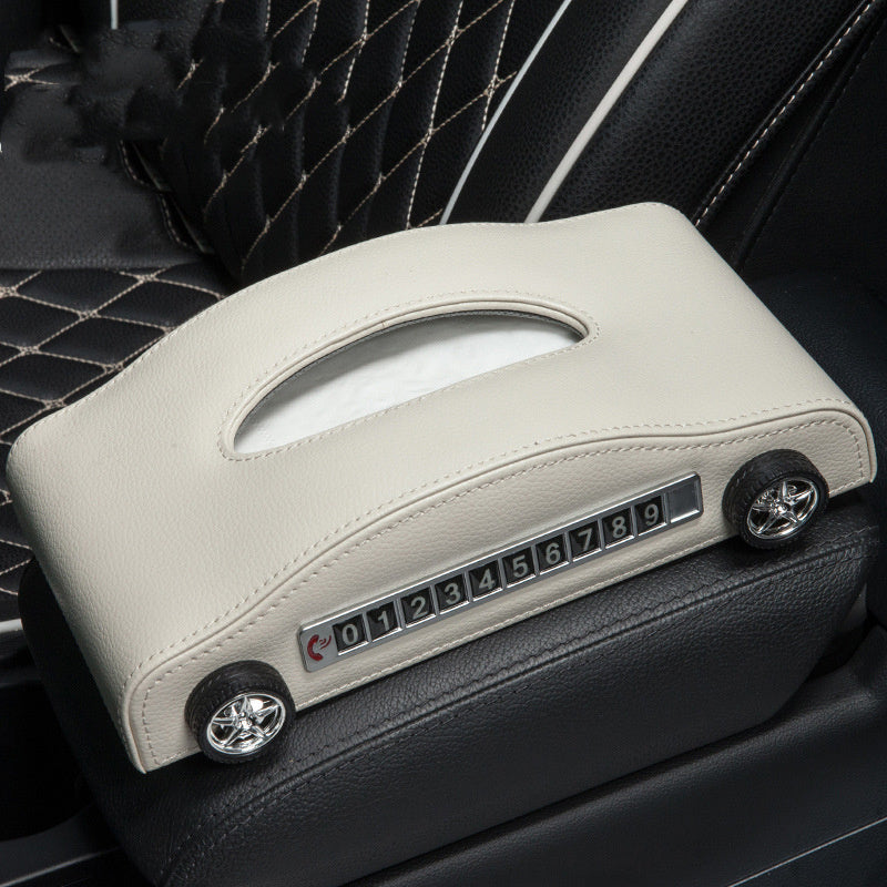 Leather Car Tissue Box – Sports Car Design with Optional Stop Sign