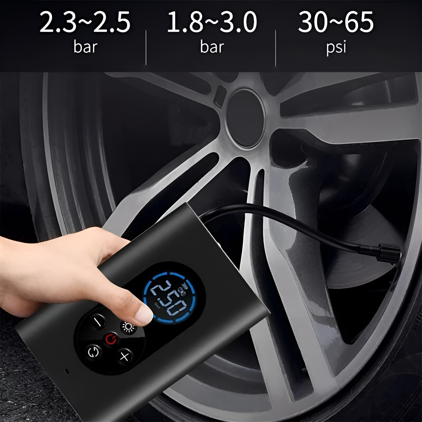 Cordless Tyre Inflator M8 – 150PSI Portable Air Compressor with 4000mAh Battery