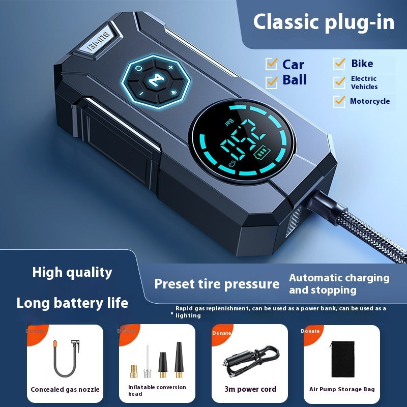 YS01 Series 12V Portable Tire Inflator with Light & USB (22mm Cylinder)