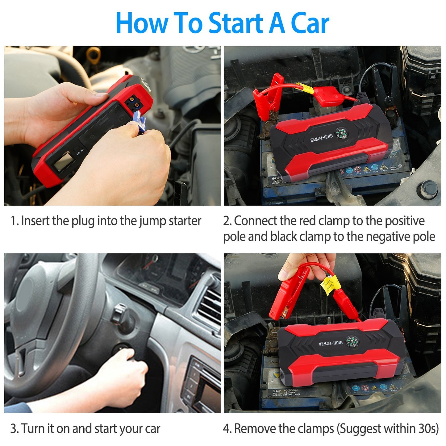 Car Jump Starter Booster – 800A Peak 28000mAh | 12V Battery Charger
